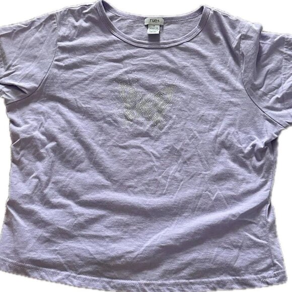 Rue21 Women's Plus Size Lavender Butterfly Stud Baby Tee 1X - Picture 1 of 2
